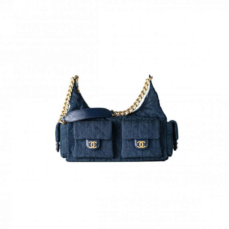 (image for) CHANEL 25C HOBO HIPPIE BAG DARK DENIM BLUE AS5302 (35*27*18cm)