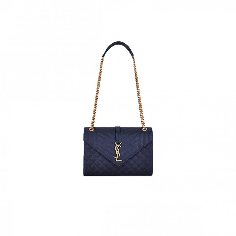 (image for) YSL ENVELOPE MEDIUM LEATHER SHOULDER BAG BLUE 1514357 (24*17.5*6cm)