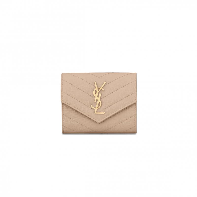 (image for) YSL CASSANDRE MATELASSÉ COMPACT TRI FOLD WALLET IN GRAIN DE POUDRE LEATHER 403943BOW012721 (12.5*10*2.5cm)