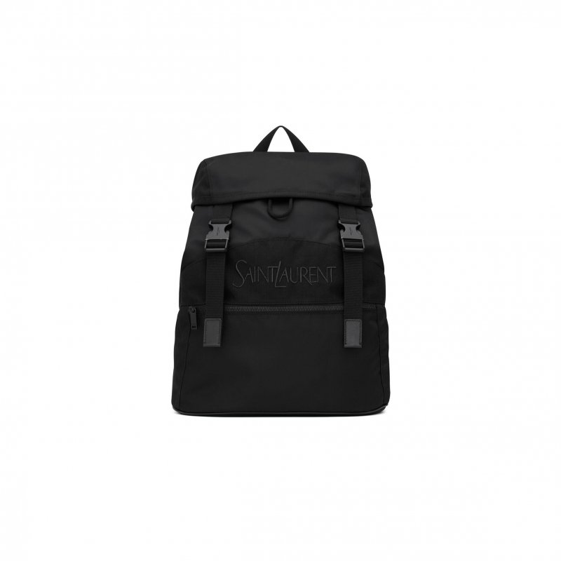 (image for) YSL SAINT LAURENT BACKPACK IN ECONYL® AND VEGETABLE-TANNED LEATHER 756285FACEO1000 (45*44*24cm)