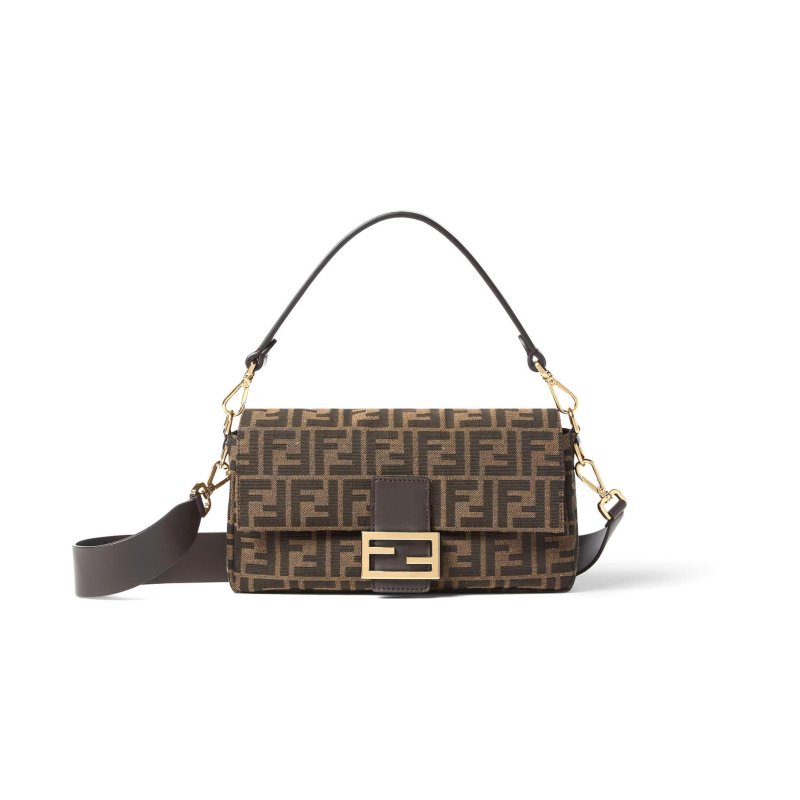 (image for) FENDI BAGUETTE TOBACCO BROWN FF JACQUARD FABRIC BAG 8BR600AFPMF1GL7 (27*15*6cm)