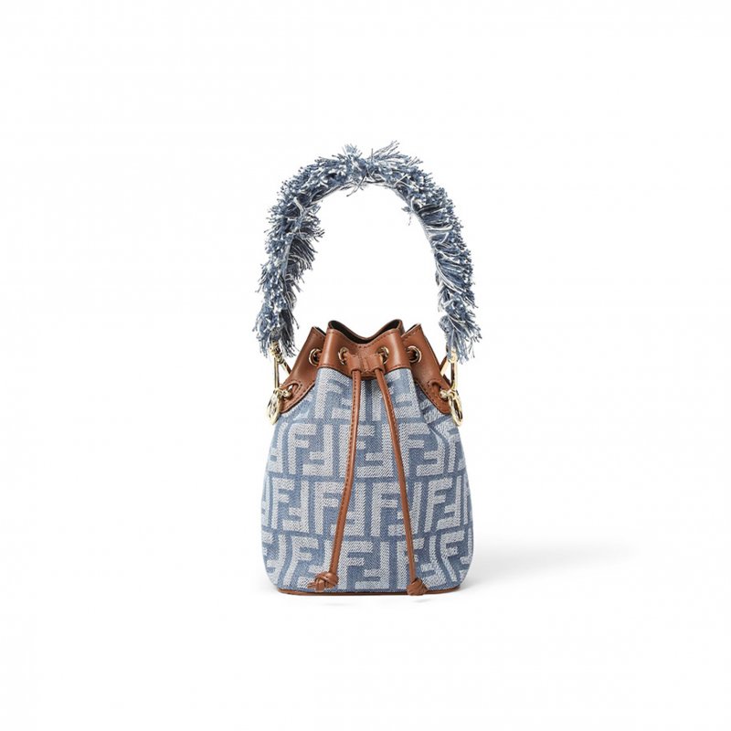 (image for) FENDI MON TRESOR BLUE DENIM-EFFECT FF JACQUARD MINI BAG 8BS093AUT4F1SXQ (18*14*12cm)