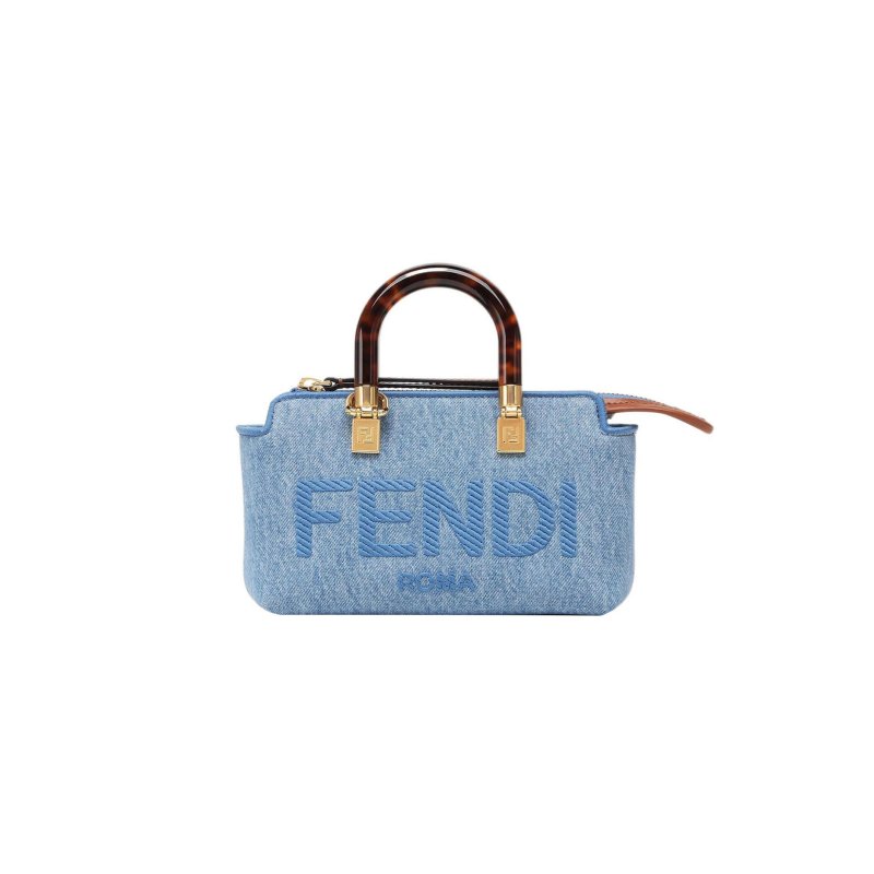 (image for) FENDI BY THE WAY SMALL DENIM BOSTON TOTE CROSSBODY BAG 8BS067AJR2F1LB6 (20*12*9m)