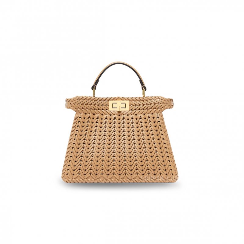 (image for) FENDI PEEKABOO ISEEU BROWN BRAIDED LEATHER BAG 8BN327ANX8F1C6L (33*25*13cm)