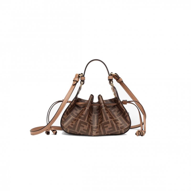 (image for) FENDI POMODORINO - BROWN FF FABRIC MINI-BAG 8BS059AHWVF1GE3 (21.5*17*14cm)