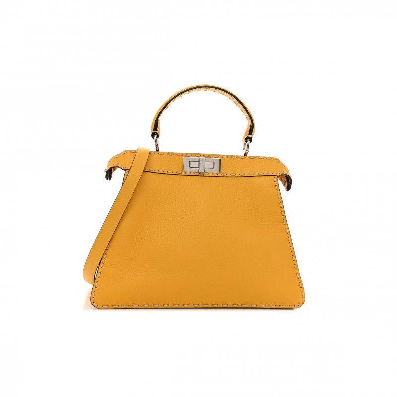 (image for) FENDI VITELLO GRANATO CAMOSCIO SELLERIA MACRO STITCHINGS MEDIUM PEEKABOO I SEE U SATCHEL MIMOSA (34*25*10cm)