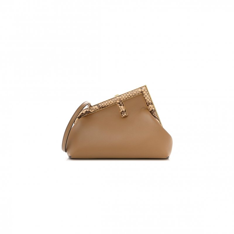 (image for) FENDI SHINY NAPPA SNAKESKIN SMALL FENDI FIRST SAND MAKE UP (26*18*9.5cm)