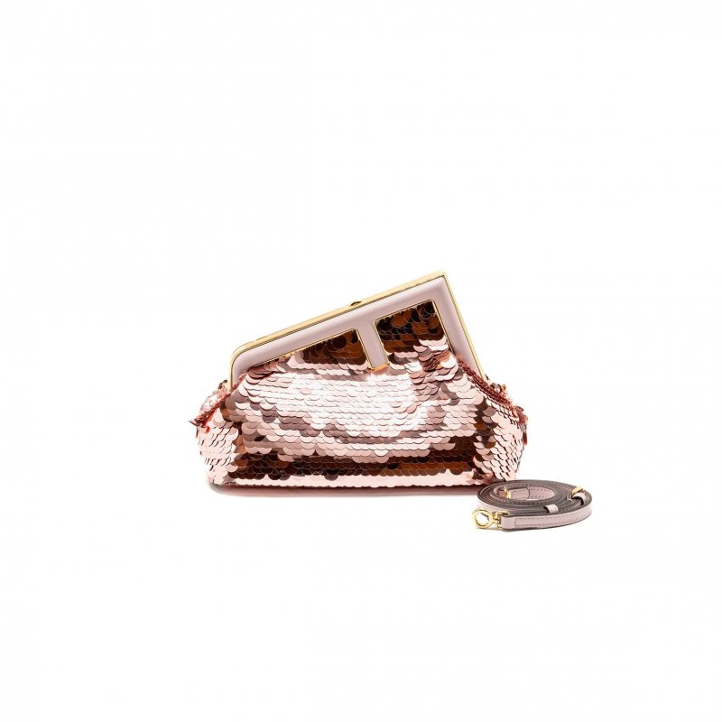 (image for) FENDI SMALL FIRST CLUTCH BAG SEQUIN PINK (26*18*9.5cm)