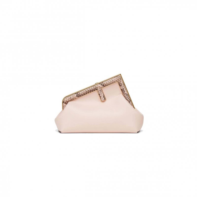 (image for) FENDI FIRST SMALL - PINK LEATHER AND PYTHON LEATHER BAG 8BP129AKKUF1HOQ (26*18*9.5cm)