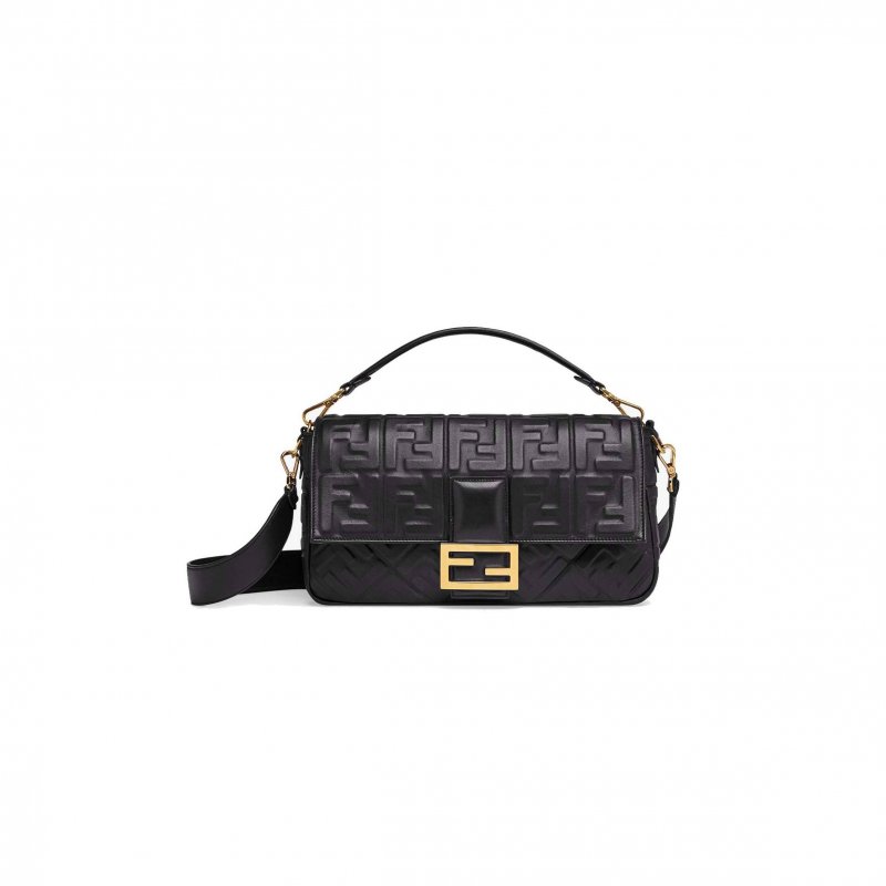 (image for) FENDI BAGUETTE LARGE - BLACK LEATHER BAG 8BR771A72VF15ZW (33*18*5.5cm)