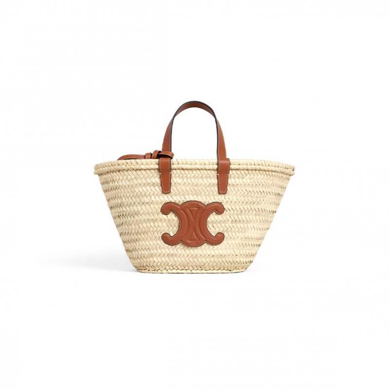 (image for) CELINE TEEN CELINE CLASSIC PANIER IN PALM LEAVES AND CALFSKIN 113832CGG.04LU (23*21*15cm)