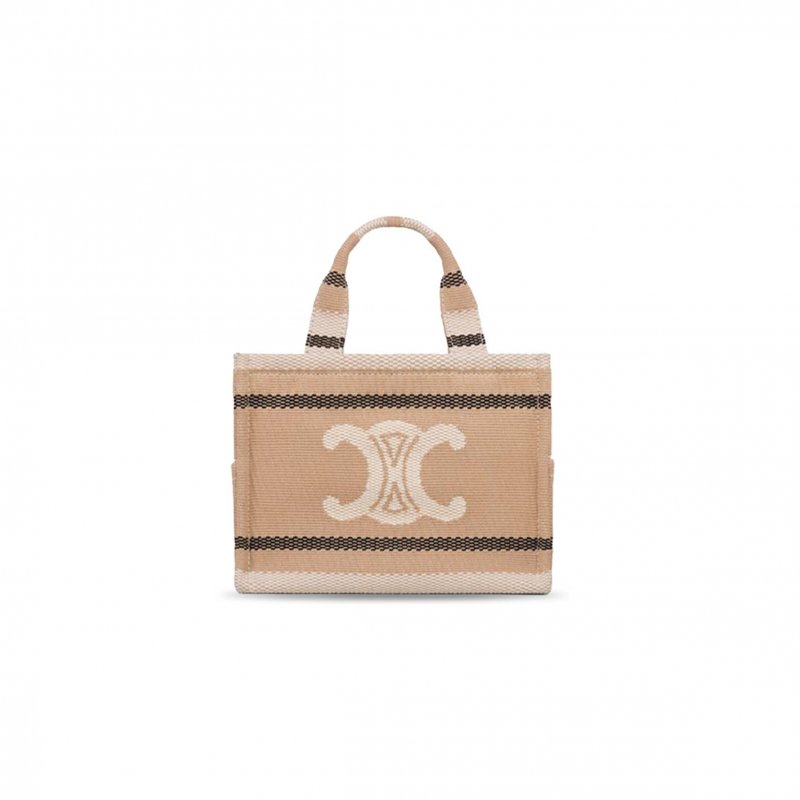 (image for) CELINE SMALL CABAS THAIS IN STRIPED TEXTILE WITH TRIOMPHE 199162FV2.02BL (25.5*18.5*12cm)