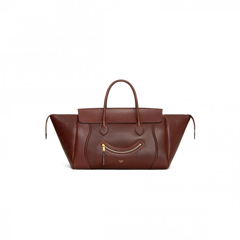 (image for) CELINE MEDIUM SMILING NEW LUGGAGE IN SUPPLE SHINY LAMBSKIN 123693GW2.28BK (36*22*16cm)