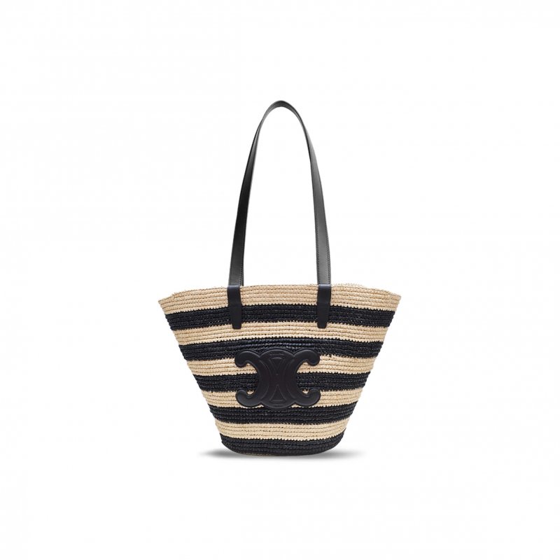 (image for) CELINE MEDIUM SUPPLE CELINE CLASSIC PANIER IN RAFFIA AND CALFSKIN 114342FF7.07OD (30*22*14cm)