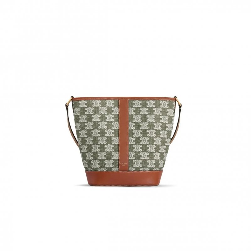 (image for) CELINE SMALL BUCKET IN TRIOMPHE CANVAS AND CALFSKIN 191442CS8.15KH (30*22*13cm)