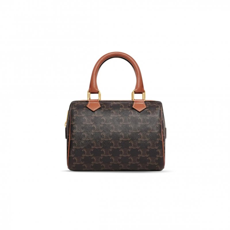 (image for) CELINE SMALL BOSTON BAG TRIOMPHE IN TRIOMPHE CANVAS AND LAMBSKIN 197582CAS.04LU (19.5*14*7cm)