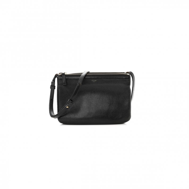 (image for) CELINE LAMBSKIN SMALL TRIO CROSSBODY BAG BLACK (22*15*4cm)