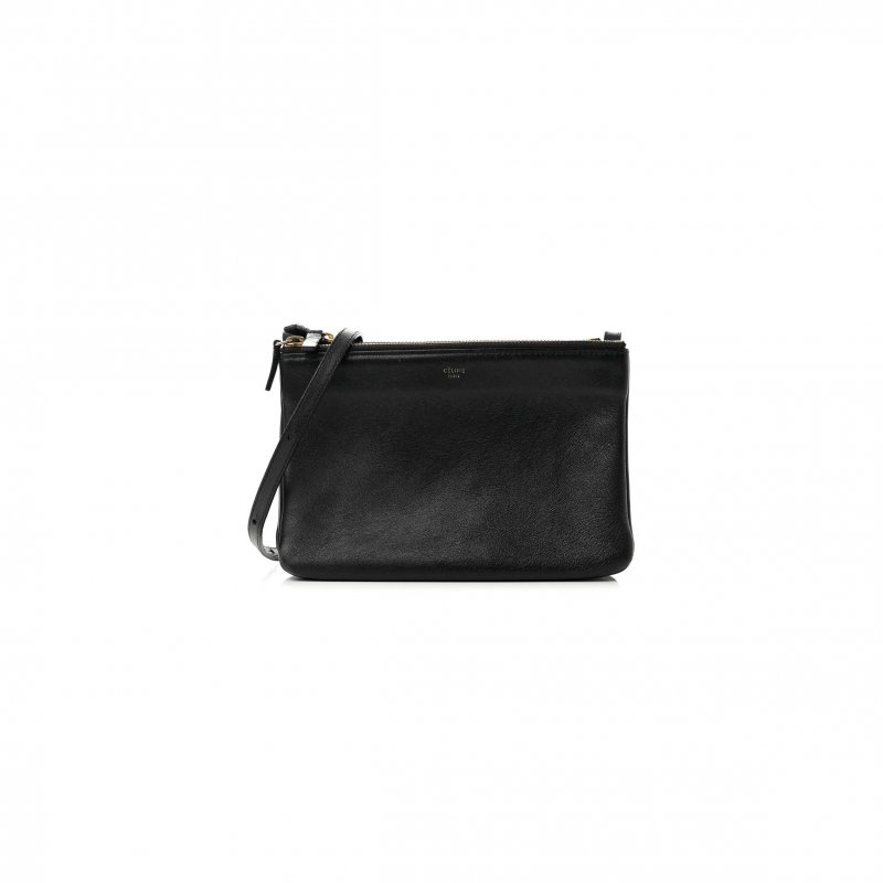 (image for) CELINE LAMBSKIN SMALL TRIO CROSSBODY BAG BLACK (22*14*4cm)