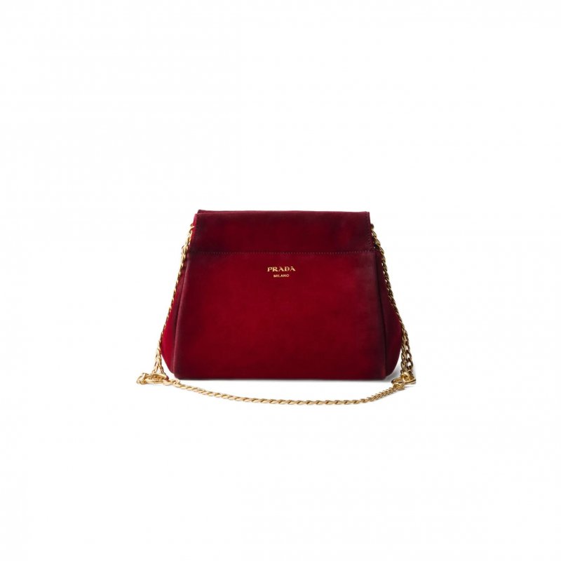 (image for) PRADA ENCHAÎNÉ MINI SUEDE BAG 1BC263 (22*18*11.5cm)
