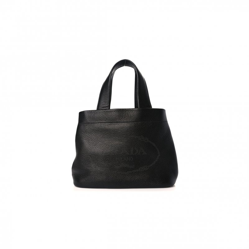 (image for) PRADA VITELLO DAINO SOFT PERFORATED LOGO TOTE BLACK (30*20*13cm)