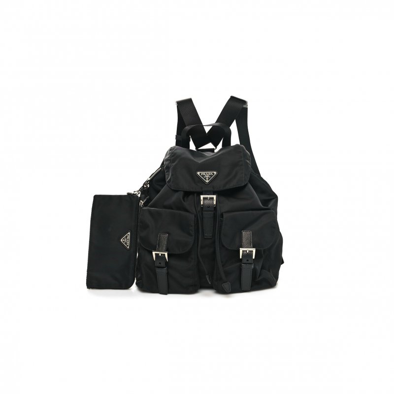 (image for) PRADA RE-NYLON TESSUTO SAFFIANO MEDIUM BACKPACK BLACK (29*28*15cm)