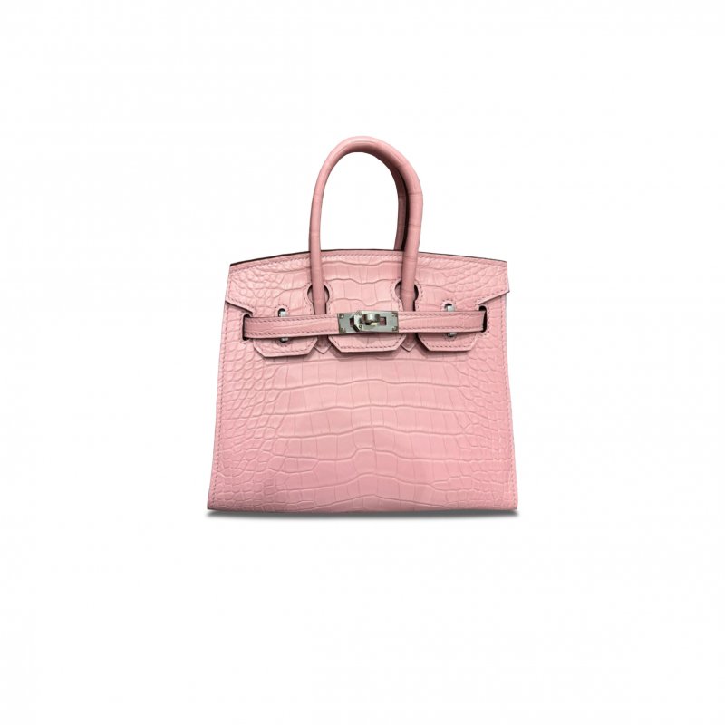 (image for) HERMÈS MASTER BIRKIN 20 CROCODILE LEATHER SAKURA PINK SILVER BUCKLE H041350CK15 (20*15.5*11cm)