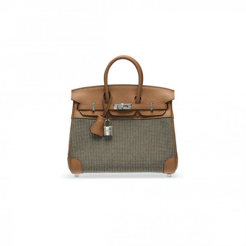 (image for) HERMÈS MASTER BIRKIN 25 BAG TOILE QUADRILLE AND SWIFT GOLD (25*20*13cm)