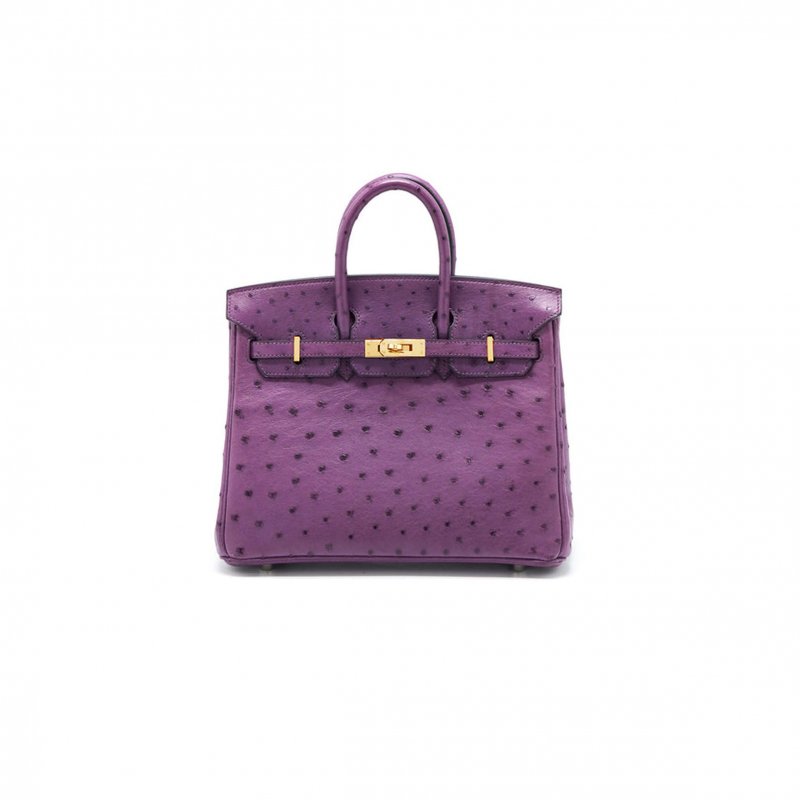 (image for) HERMÈS MASTER BIRKIN 25 OSTRICH LEATHER ANEMONE PURPLE GOLD BUCKLE H041944CK62 (25*20*13cm)