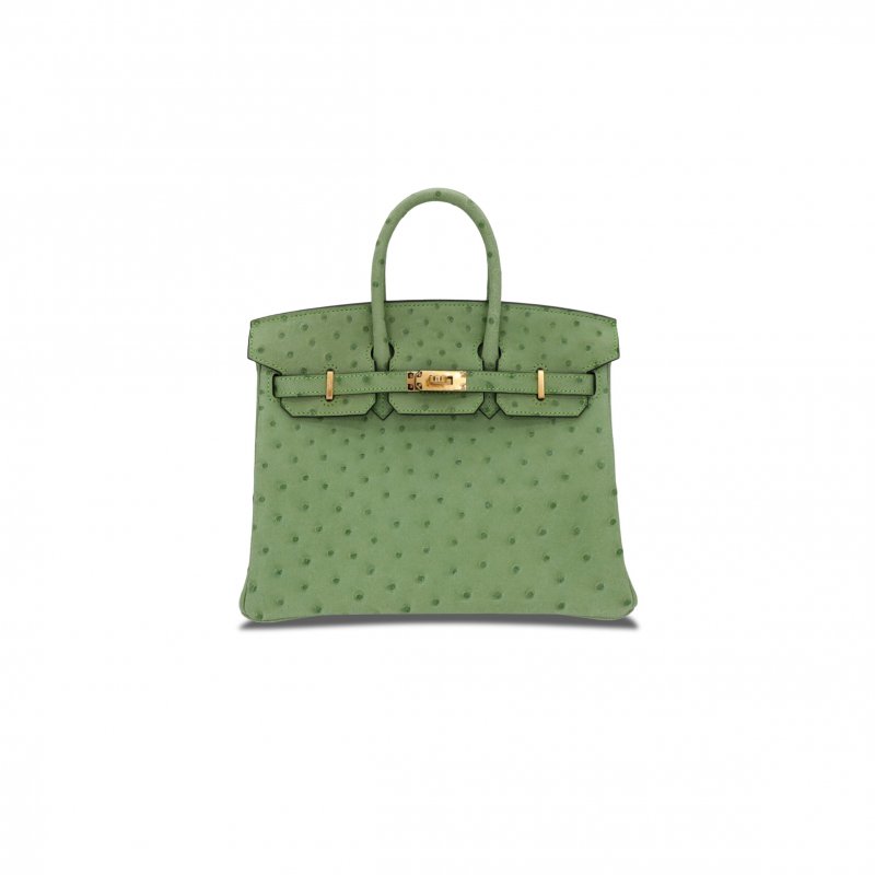 (image for) HERMÈS MASTER BIRKIN 25 OSTRICH LEATHER ICE CREAM GREEN GOLD BUCKLE H041944CK76 (25*20*13cm)