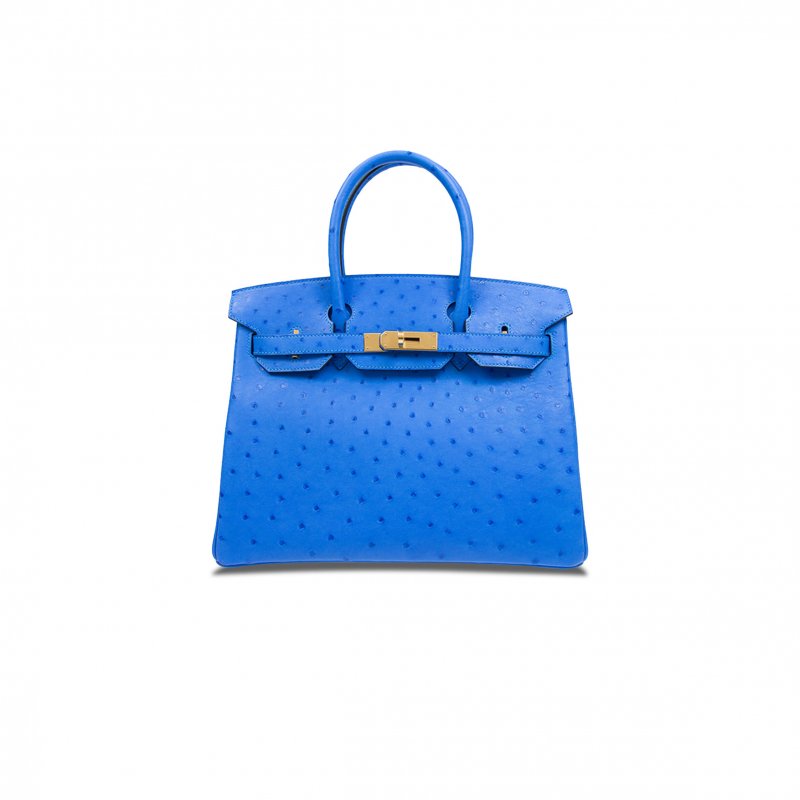 (image for) HERMÈS MASTER BIRKIN 25 OSTRICH GREEK BLUE GOLD BUCKLE H041933CK89 (30*22*16cm)