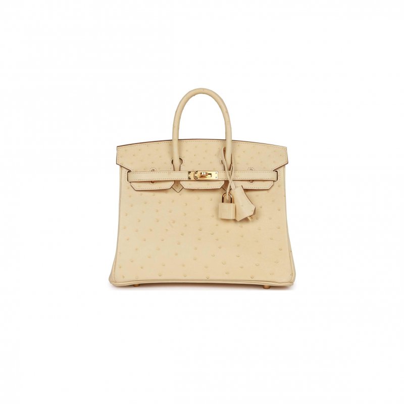 (image for) HERMÈS MASTER BIRKIN 25 OSTRICH LEATHER MILK TEA COLOR GOLD BUCKLE H041944CK98 (25*20*13cm)