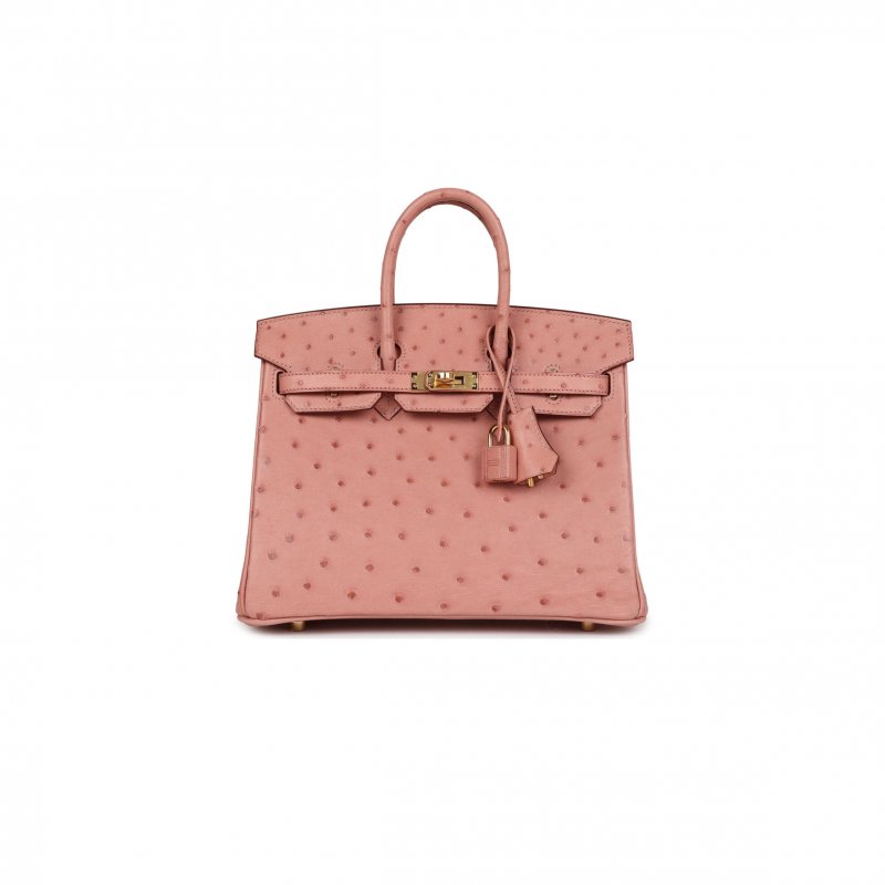 (image for) HERMÈS MASTER BIRKIN 25 OSTRICH LEATHER CHERRY BLOSSOM PINK GOLD BUCKLE H041944CK92 (25*20*13cm)