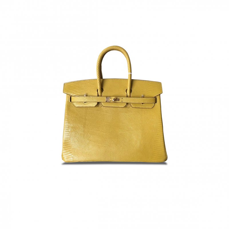 (image for) HERMÈS MASTER BIRKIN 25 LIZARD JAUNE DE NAPLES YELLOW BAG GOLD BUCKLE H028352CA05 (25*20*13cm)