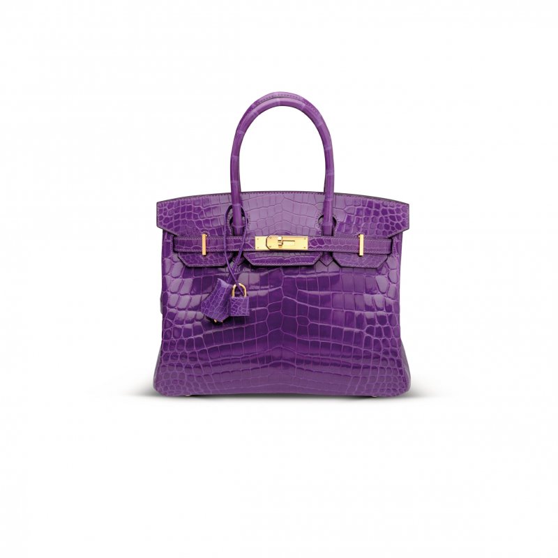 (image for) HERMÈS MASTER BIRKIN 25 NILE CROCODILE LEATHER PURPLE BAG GOLD BUCKLE H041354CK59 (25*20*13cm)