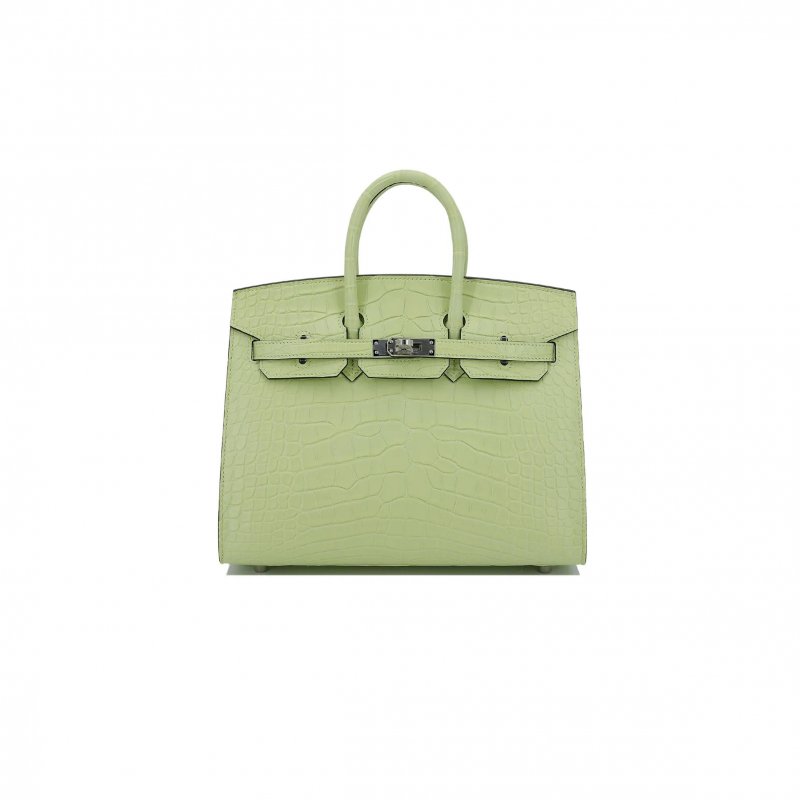 (image for) HERMÈS MASTER BIRKIN 25 CROCODILE LEATHER SPROUT GREEN SILVER BUCKLE H041354CKP2 (25*20*13cm)