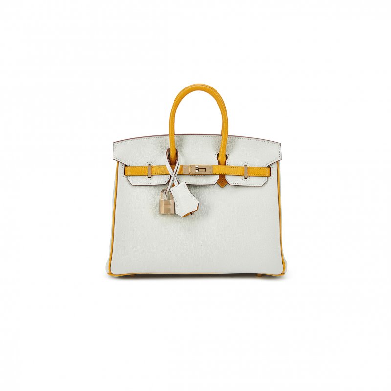 (image for) HERMES MASTER BIRKIN 25 PEARL GRAY CHICKEN YELLOW BK251037TGCZ (25*20*13cm)
