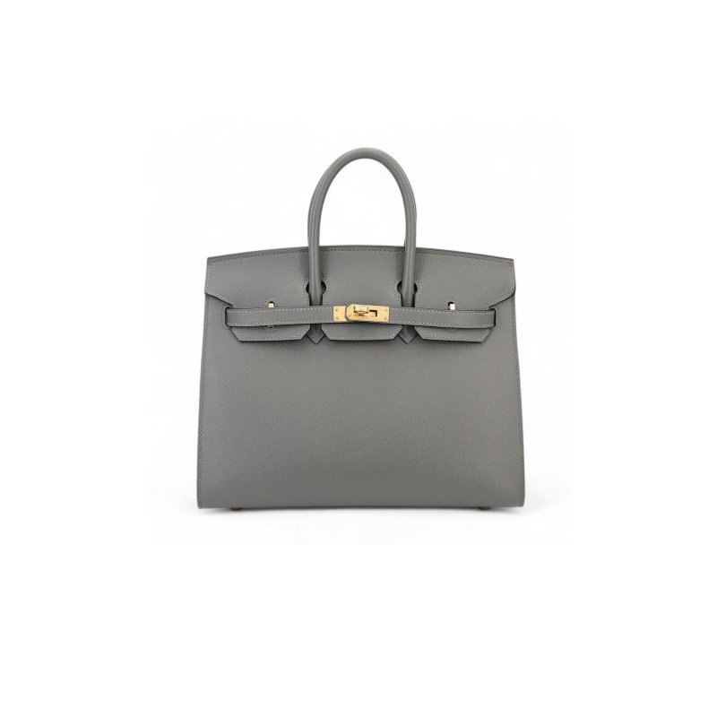 (image for) HERMES MASTER BIRKIN 25 OUTSEAM 0L GRIS MEYER CUMULONIMBUS GRAY LEATHER GOLD BUTTON 9117444335 (25*20*13cm)