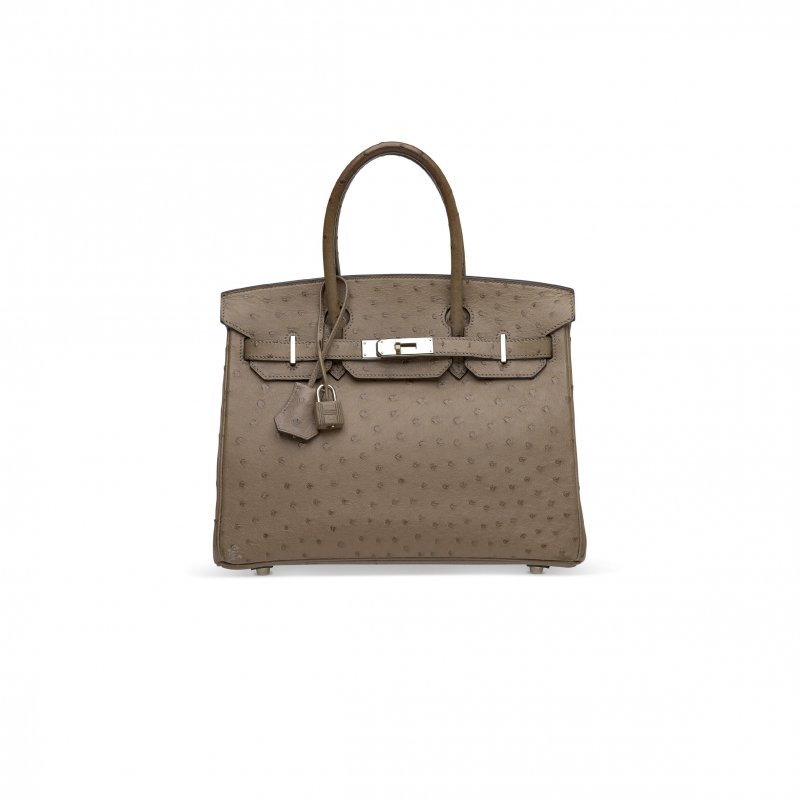 (image for) HERMÈS MASTER BIRKIN 30 OSTRICH LEATHER MEDIUM BROWN SILVER BUCKLE H041933CK70 (30*22*16cm)