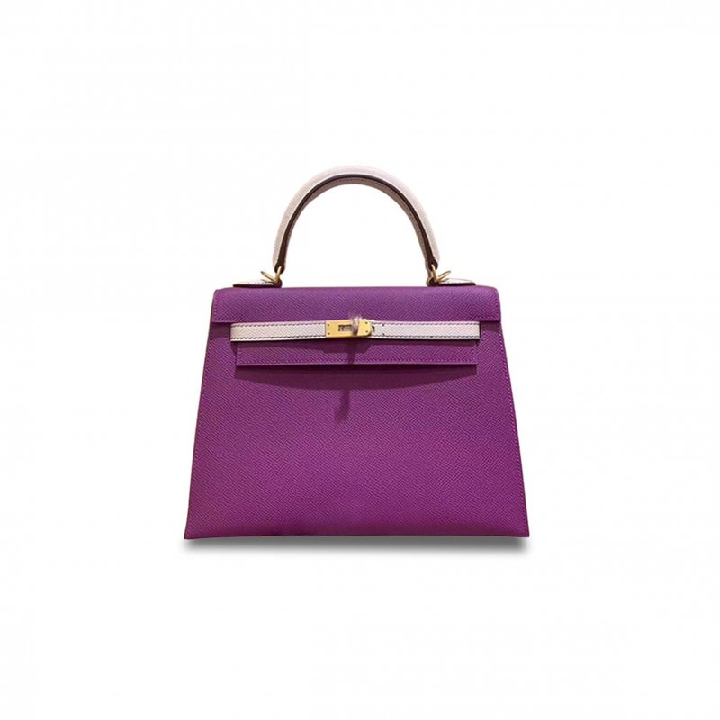 (image for) HERMÈS MASTER KELLY 25 EPSOM DUAL COLOR ANEMONE PURPLE MILKSHAKE WHITE (25*17*7cm)