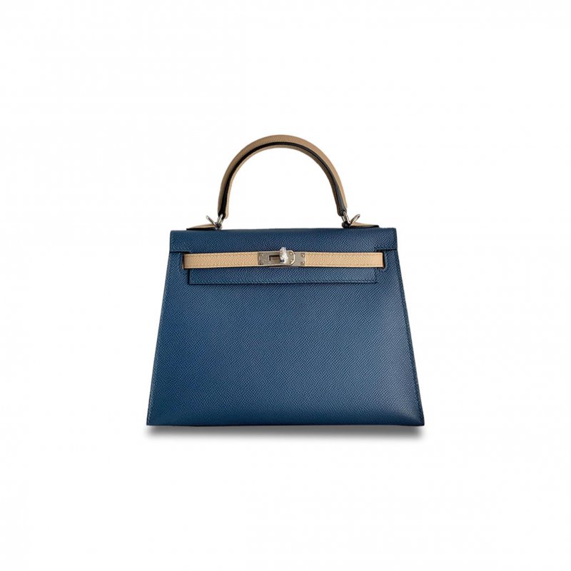 (image for) HERMÈS MASTER KELLY 25 EPSOM DARK BLUE WINDBREAKER GRAY SILVER BUCKLE (25*17*7cm)