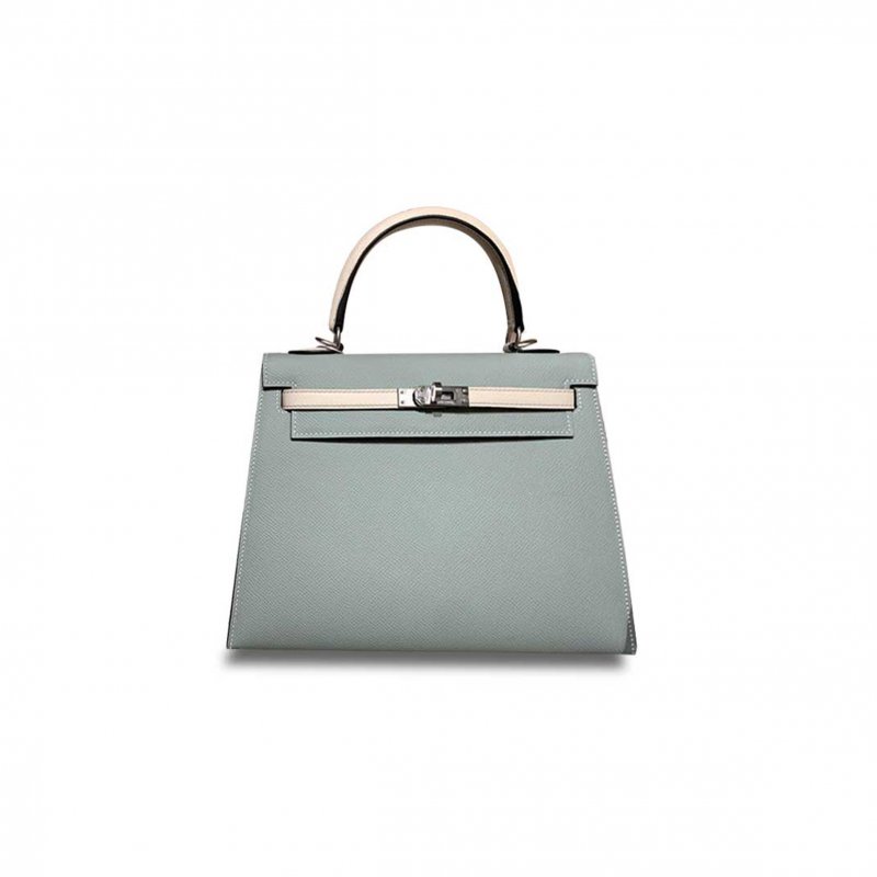 (image for) HERMÈS MASTER KELLY 25 EPSOM GLACIER BLUE MILKSHAKE PLATINUM BUCKLE (25*17*7cm)