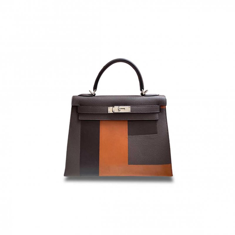 (image for) HERMÈS MASTER KELLY 28 TOGO DARK COFFEE LETTER BAG SILVER BUCKLE (28*22*10cm)