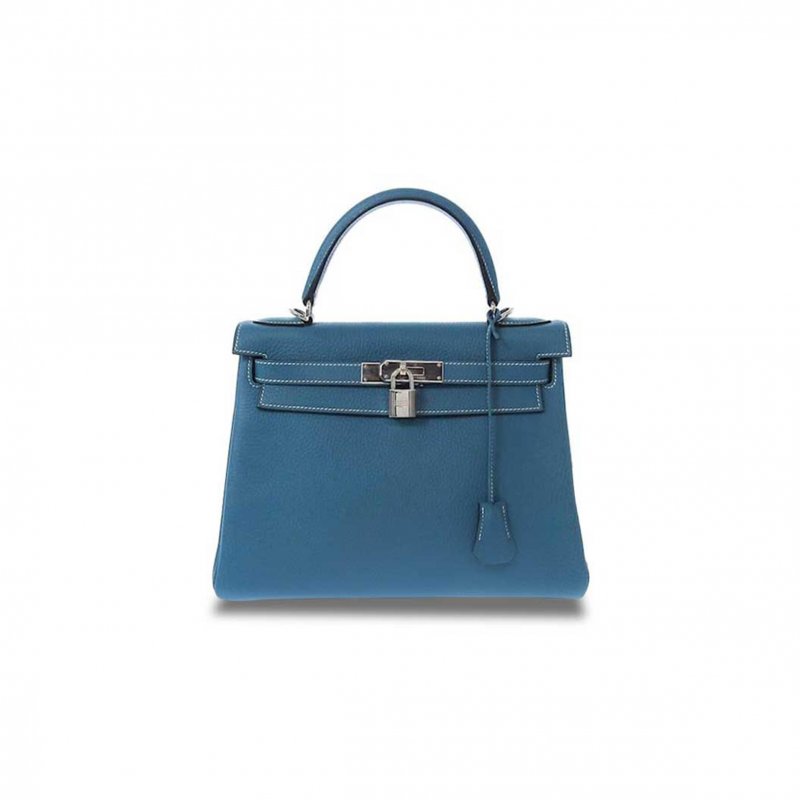 (image for) HERMÈS MASTER KELLY 28 TOGO DENIM BLUE SILVER BUCKLE (28*22*10cm)