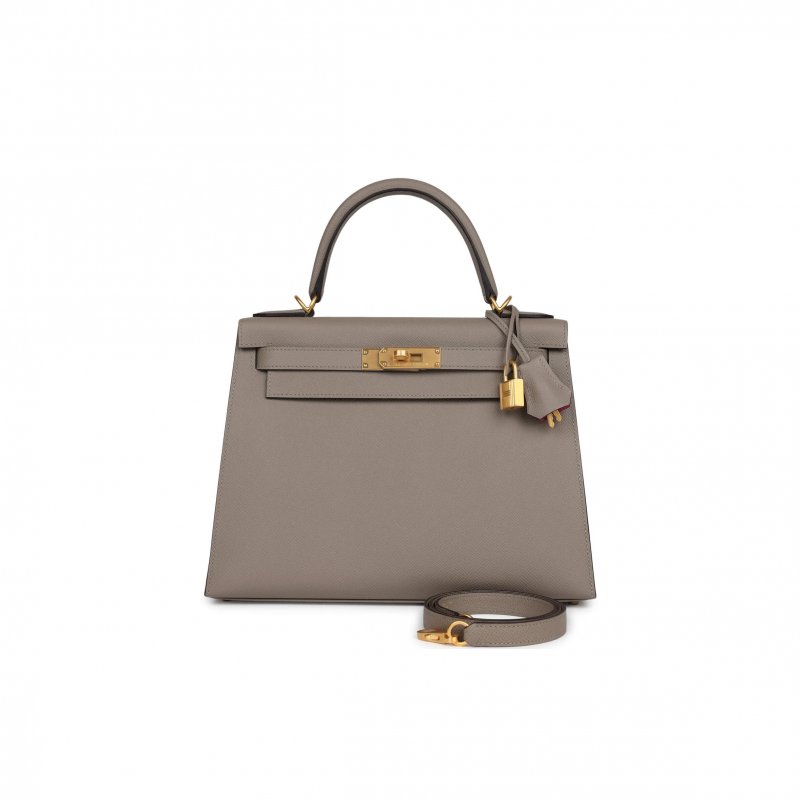 (image for) HERMÈS MASTER KELLY SELLIER 28 GRIS ASPHALTE VERSO EPSOM BRUSHED GOLD HARDWARE (28*22*10cm)
