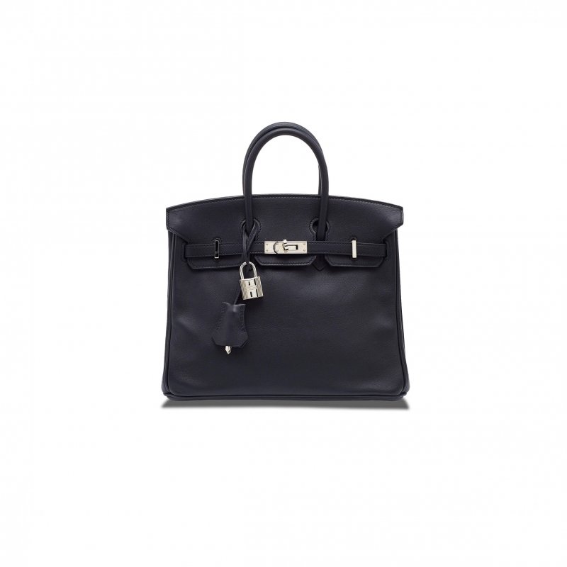(image for) HERMÈS BIRKIN 25 SWIFT LEATHER BLACK SILVER BUCKLE BAG H049362CK02 (25*20*13cm)