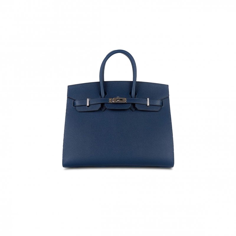 (image for) HERMES BIRKIN 25 EPSOM LEATHER ROYAL BLUE SILVER BUCKLE BAG 1274381 (25*20*13cm)