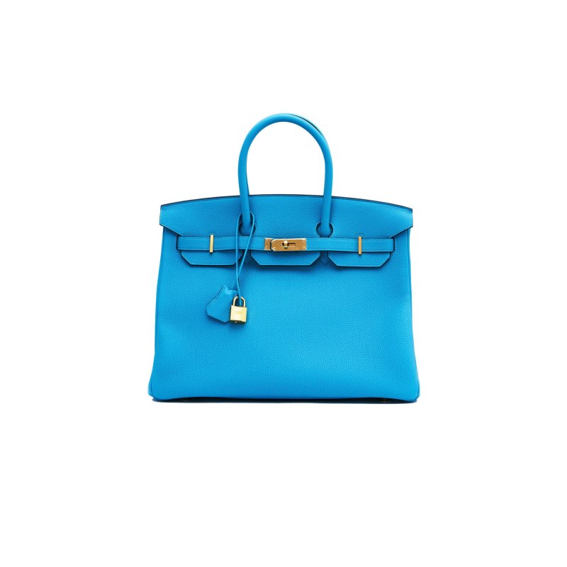 (image for) HERMÈS BIRKIN 25 TOGO LEATHER BLUE GOLD BUCKLE BAG MSBK2300910 (25*20*13cm)