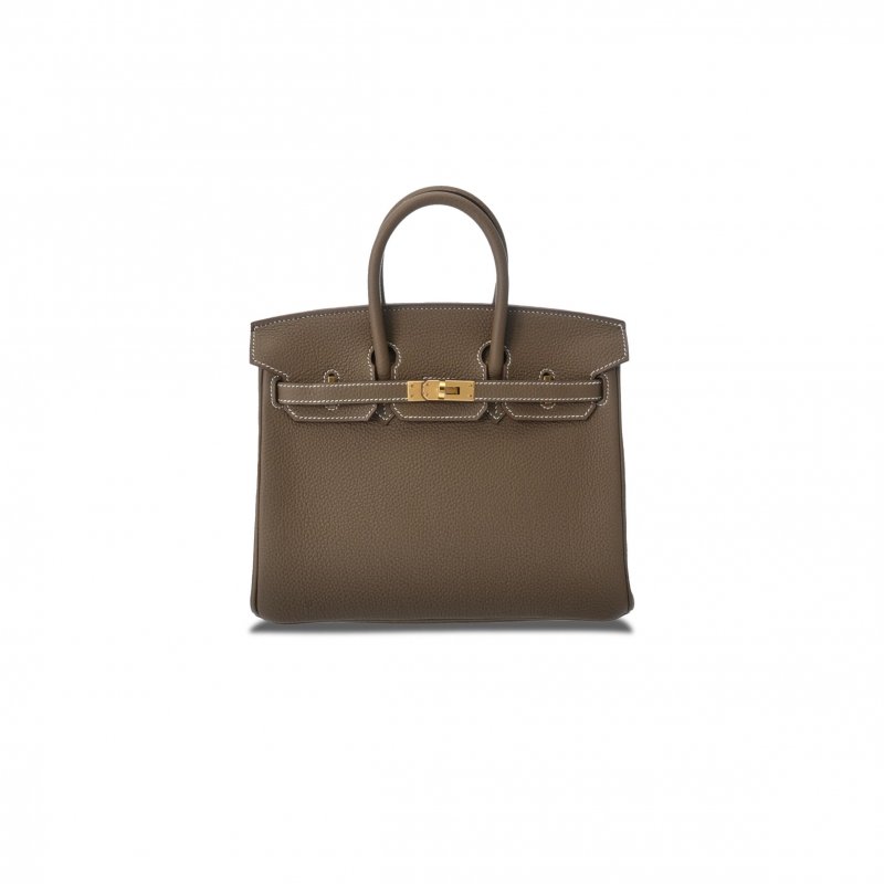 (image for) HERMES BIRKIN 25 TOGO LEATHER ELEPHANT GREY GOLD BUCKLE BAG H028369CC18 (25*20*13cm)