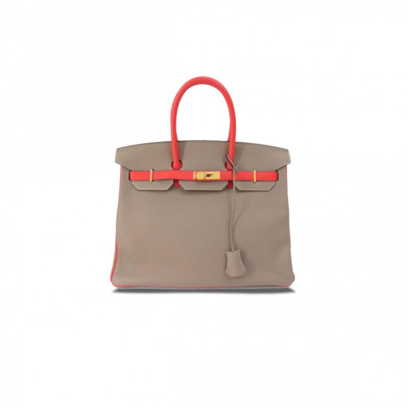 (image for) HERMES BIRKIN 30 EPSOM PEWTER GREY LIPSTICK PINK GOLD BUCKLE H028369CK42 (30*23*15cm)