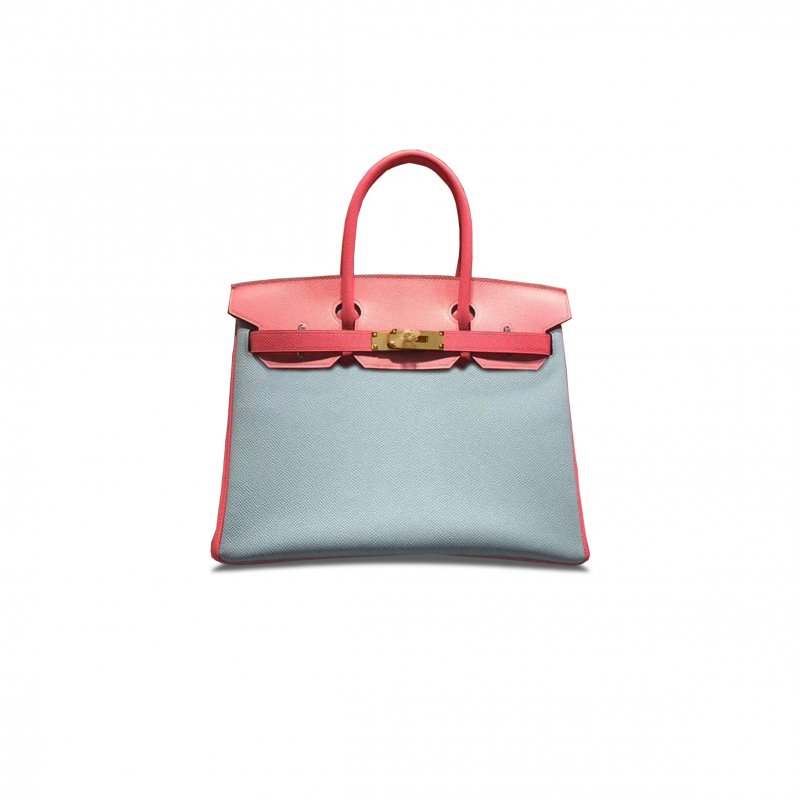 (image for) HERMÈS BIRKIN 30 EPSOM MACARON BLUE MILKSHAKE PINK LIPSTICK PINK SILVER BUCKLE H028369CK25 (30*23*15cm)
